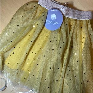 Elestory yellow str glitter confetti tulle skirt